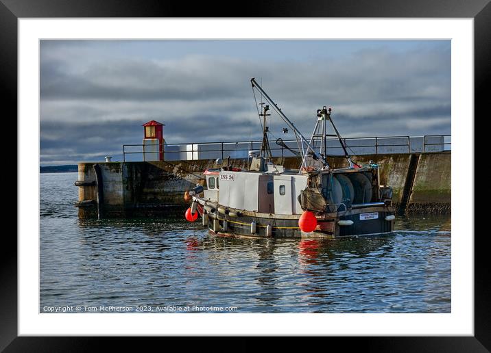 Departure at Dusk: Burghead Harbour Framed Mounted Print by Tom McPherson