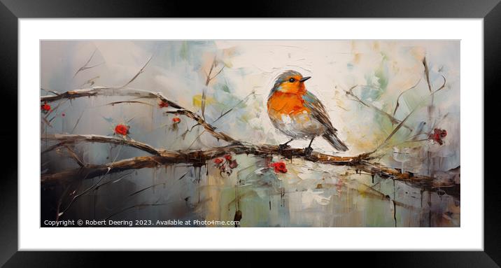 Robin's Graceful Stance Framed Mounted Print by Robert Deering