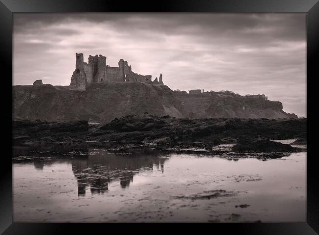 Tantallon Castle black and white  Framed Print by Anthony McGeever