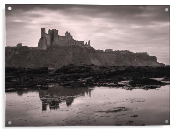 Tantallon Castle black and white  Acrylic by Anthony McGeever