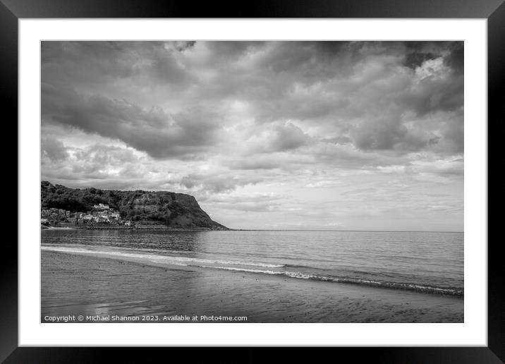 Runswick Bay's Monochrome Tranquillity Framed Mounted Print by Michael Shannon