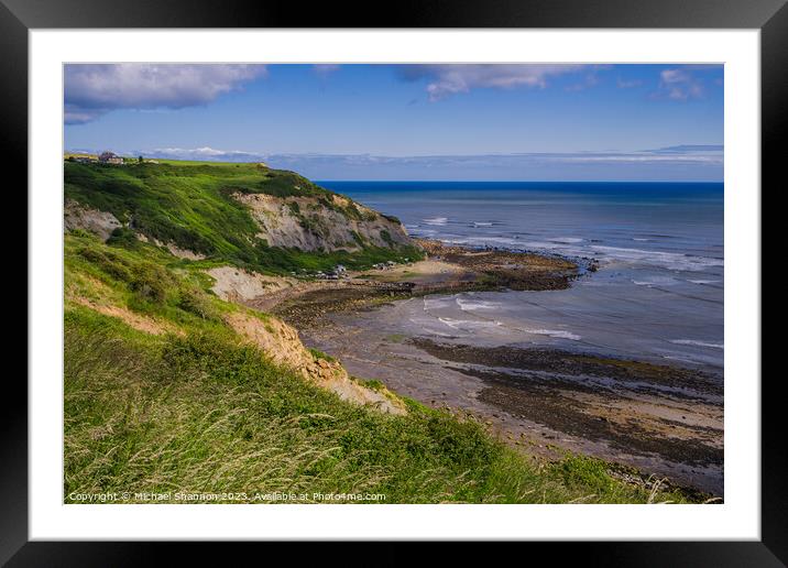 Clifftop view from Cleveland Way - Port Mulgrave Framed Mounted Print by Michael Shannon