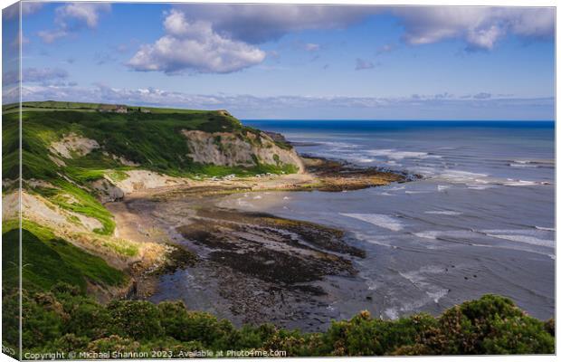 Port Mulgrave - Clifftop View from Cleveland Way Canvas Print by Michael Shannon