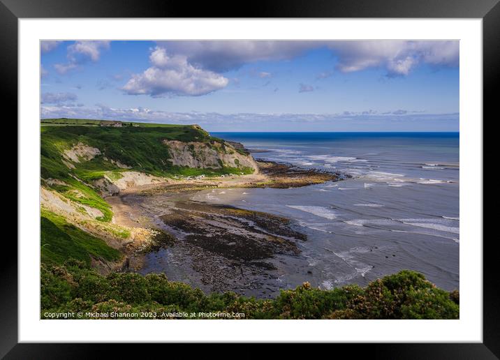 Port Mulgrave - Clifftop View from Cleveland Way Framed Mounted Print by Michael Shannon