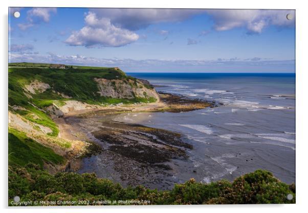 Port Mulgrave - Clifftop View from Cleveland Way Acrylic by Michael Shannon