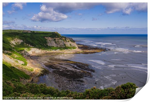 Port Mulgrave - Clifftop View from Cleveland Way Print by Michael Shannon