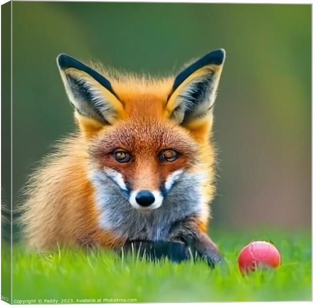 A fox sitting in the grass Canvas Print by Paddy 