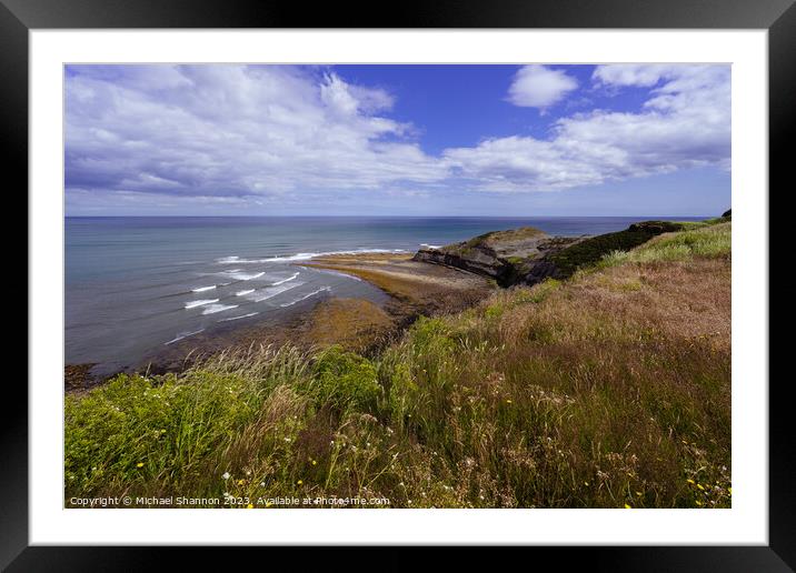 Kettleness View from Cleveland Way long distance f Framed Mounted Print by Michael Shannon