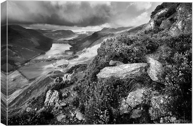 Buttermere Views Mono Canvas Print by Jason Connolly
