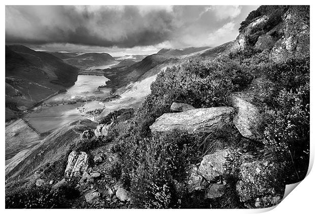 Buttermere Views Mono Print by Jason Connolly