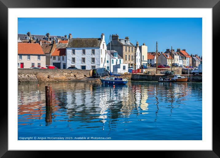 St Monans harbour reflections Framed Mounted Print by Angus McComiskey