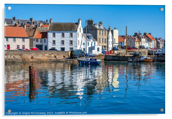 St Monans harbour reflections Acrylic by Angus McComiskey