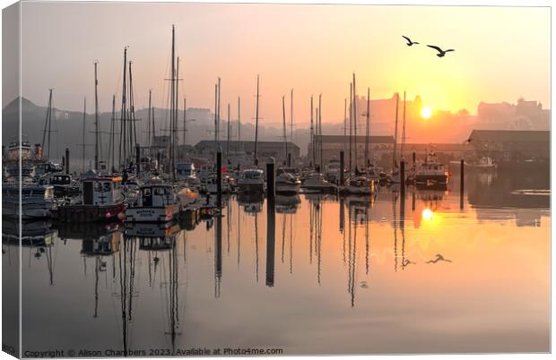 Scarborough Sunset Canvas Print by Alison Chambers