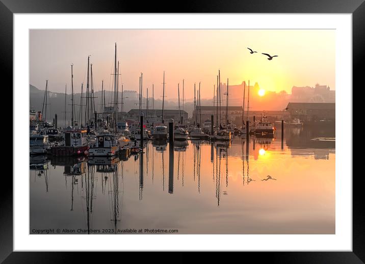 Scarborough Sunset Framed Mounted Print by Alison Chambers