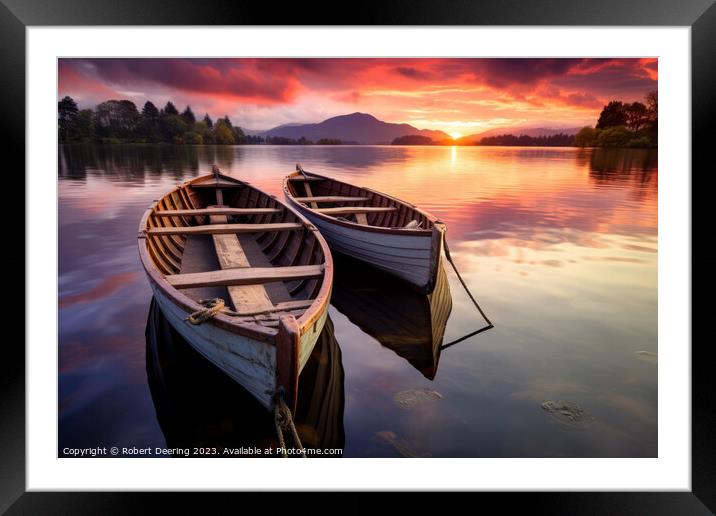 Coniston Water's Sunrise Serenade Framed Mounted Print by Robert Deering