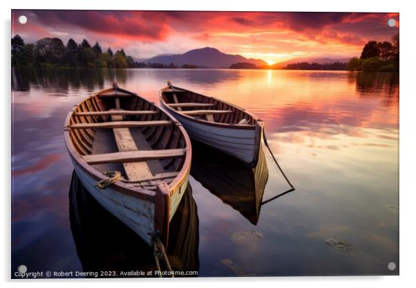 Coniston Water's Sunrise Serenade Acrylic by Robert Deering