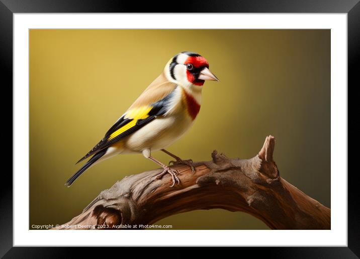 Tranquil Goldfinch Retreat Framed Mounted Print by Robert Deering