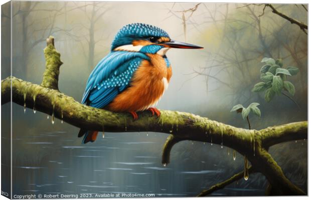 Stunning Kingfisher Portrait Canvas Print by Robert Deering