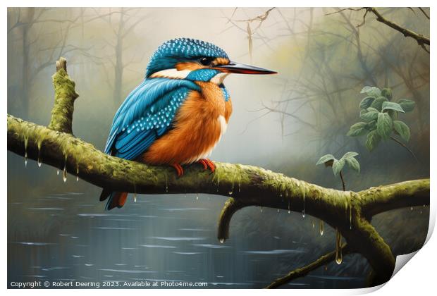 Stunning Kingfisher Portrait Print by Robert Deering