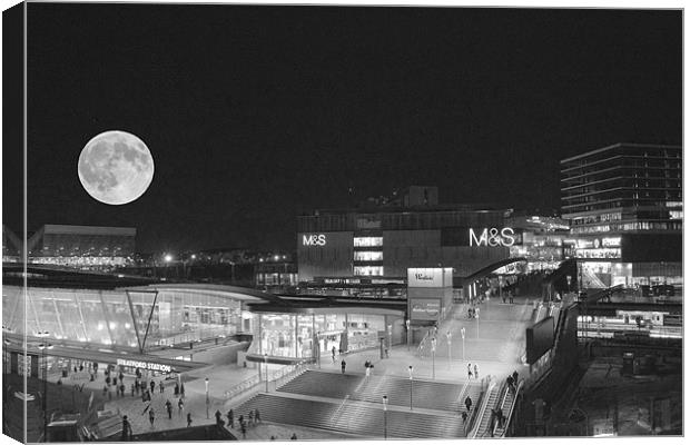2012 Olympic park moon rise Canvas Print by David French