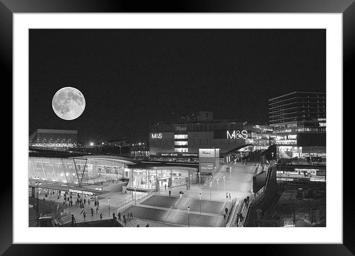 2012 Olympic park moon rise Framed Mounted Print by David French