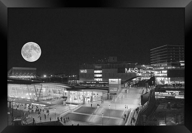 2012 Olympic park moon rise Framed Print by David French
