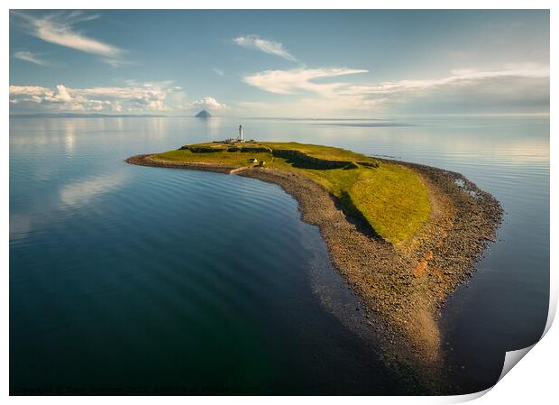 Pladda Island and Lighthouse Print by Dave Bowman