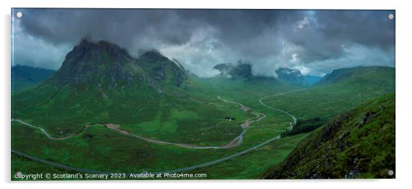 Glencoe, Highlands, Scotland Panoramic view Acrylic by Scotland's Scenery