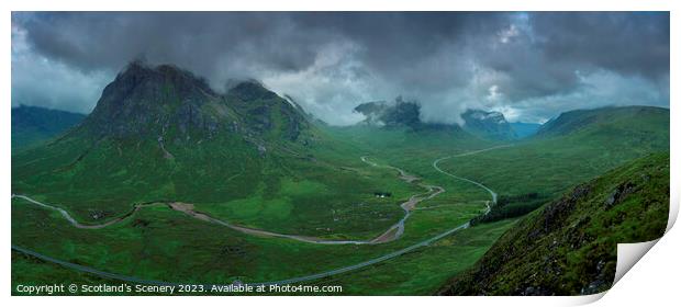 Glencoe, Highlands, Scotland Panoramic view Print by Scotland's Scenery