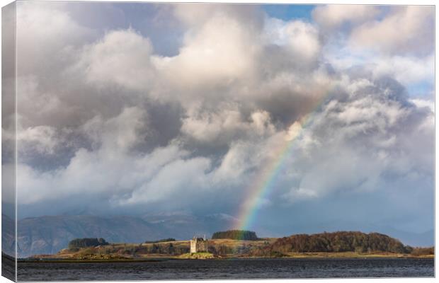 Castle Stalker rainbow. Scotland Canvas Print by John Finney