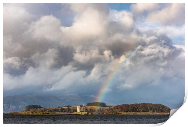 Castle Stalker rainbow. Scotland Print by John Finney