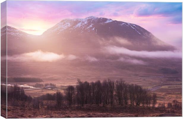 Grampian Mountains sunrise. Scottish Highlands  Canvas Print by John Finney