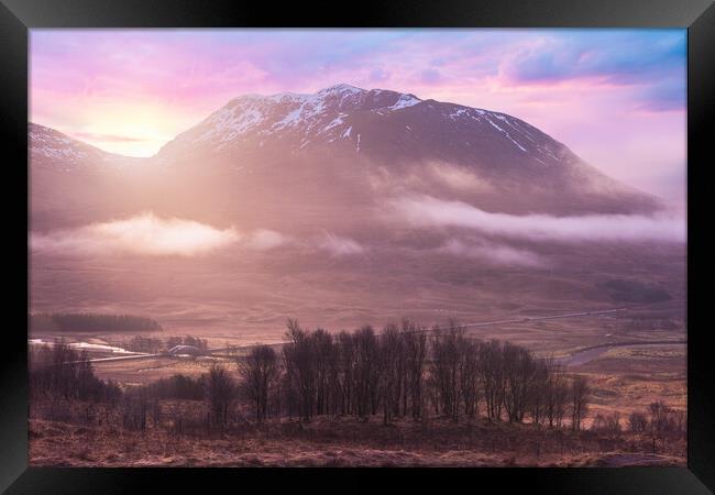 Grampian Mountains sunrise. Scottish Highlands  Framed Print by John Finney