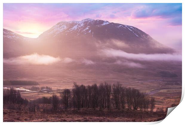 Grampian Mountains sunrise. Scottish Highlands  Print by John Finney