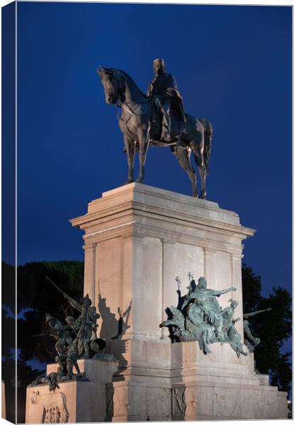 Giuseppe Garibaldi Monument at Night in Rome Canvas Print by Artur Bogacki