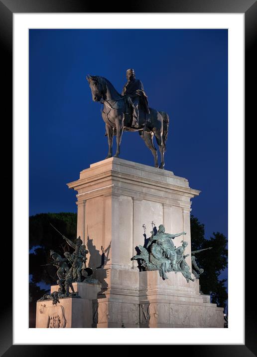 Giuseppe Garibaldi Monument at Night in Rome Framed Mounted Print by Artur Bogacki