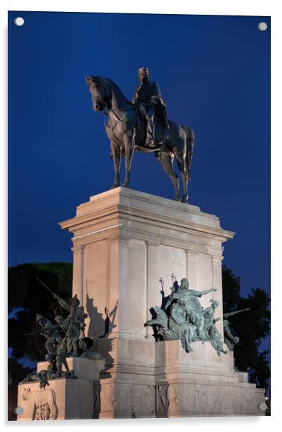 Giuseppe Garibaldi Monument at Night in Rome Acrylic by Artur Bogacki