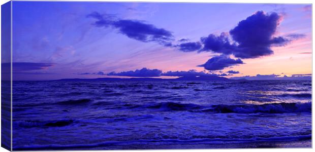 Scottish sunset, Arran from Prestwick beach Canvas Print by Allan Durward Photography