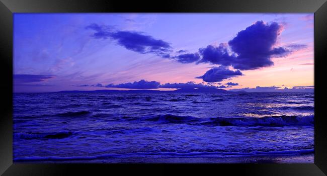 Scottish sunset, Arran from Prestwick beach Framed Print by Allan Durward Photography