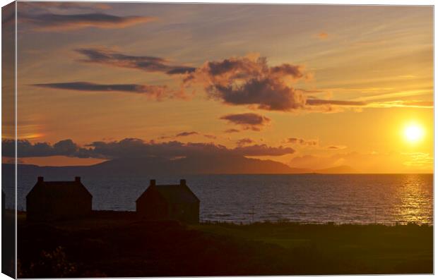 Prestwick coastal sunset over Arran Canvas Print by Allan Durward Photography