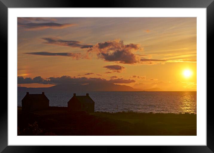 Prestwick coastal sunset over Arran Framed Mounted Print by Allan Durward Photography