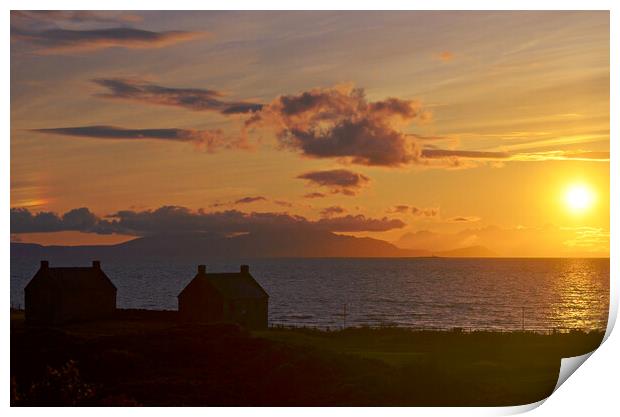 Prestwick coastal sunset over Arran Print by Allan Durward Photography