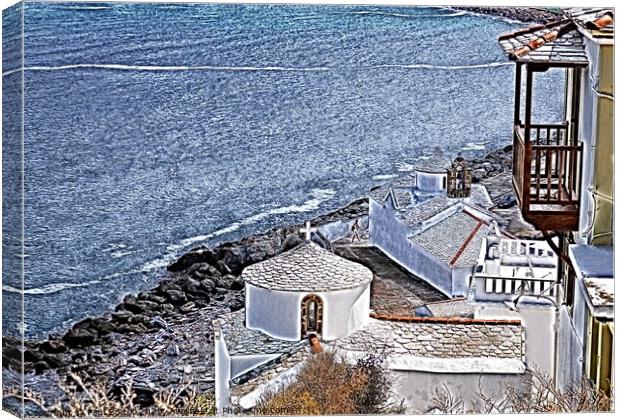 Churches and sea, Skopelos Canvas Print by Paul Boizot