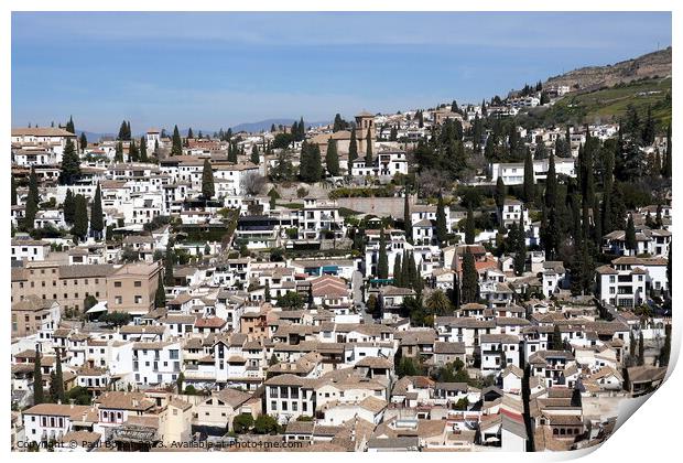 Albaicin from Alhambra, Granada 2 Print by Paul Boizot