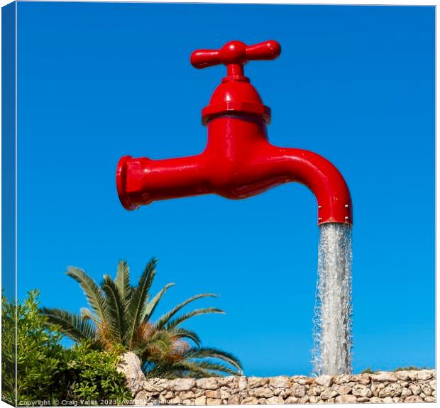 Red Water Tap Illusion. Canvas Print by Craig Yates