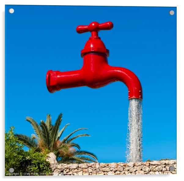 Red Water Tap Illusion. Acrylic by Craig Yates
