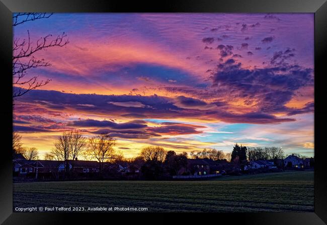 Cloudy Sunset Framed Print by Paul Telford