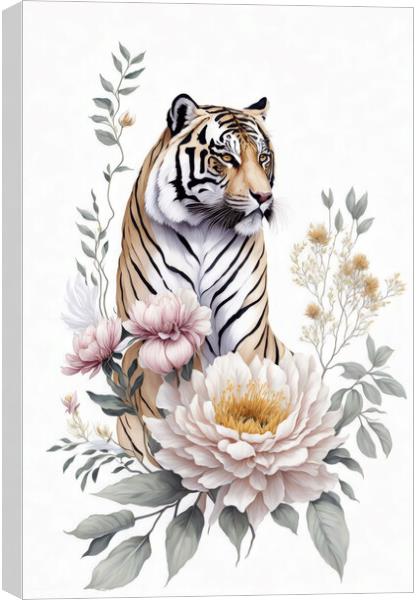 Tiger Portrait Canvas Print by AI Creations