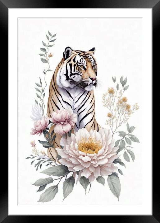 Tiger Portrait Framed Mounted Print by AI Creations