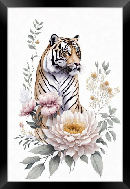 Tiger Portrait Framed Print by AI Creations